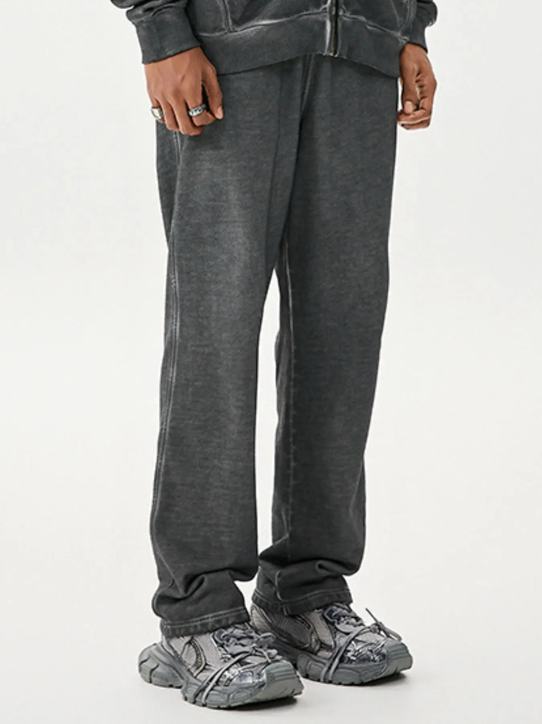 Men's Drawstring Washed Straight Sweatpants - cas7m