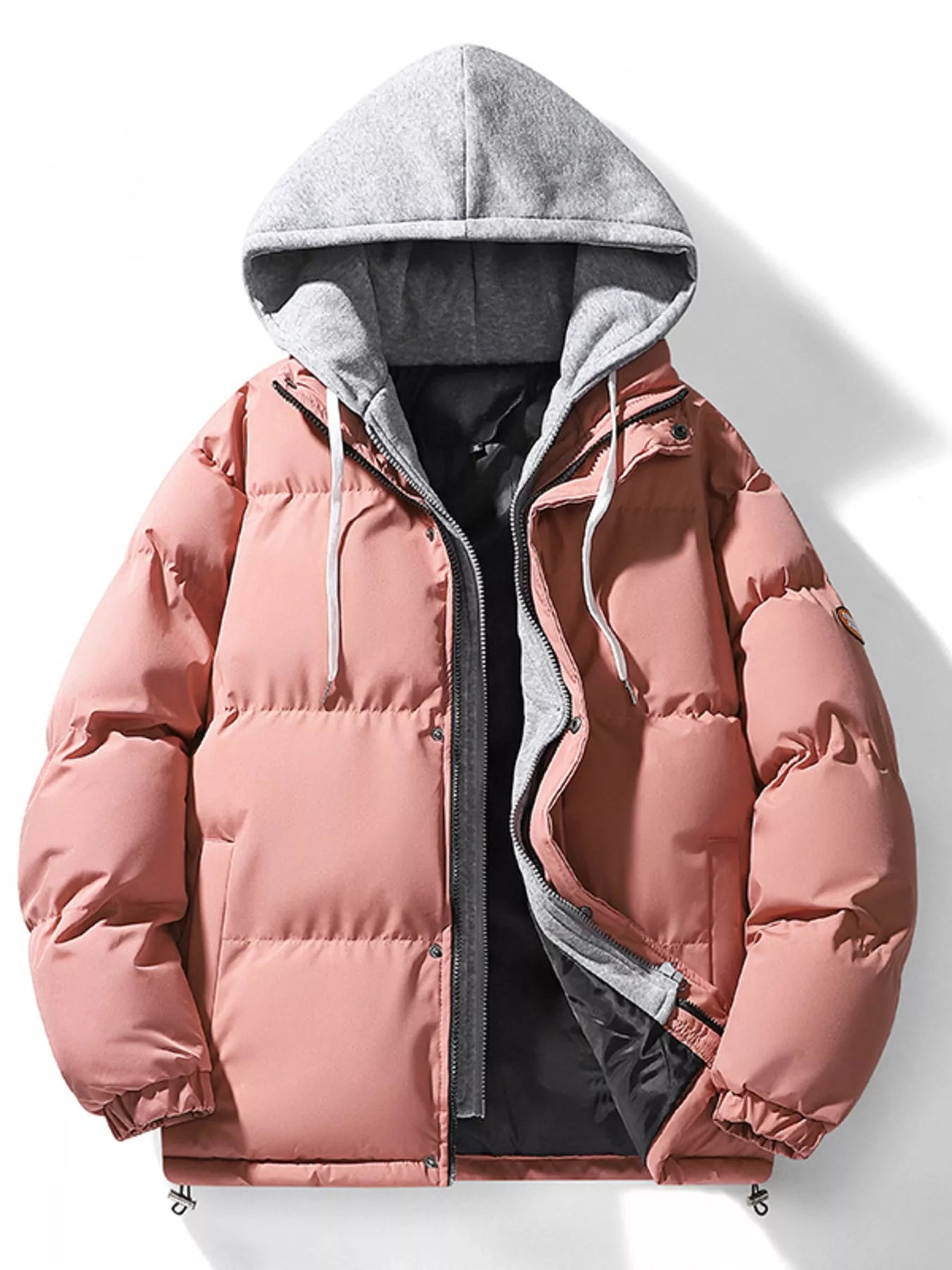 Men's Plus Size Hooded Padded Puffer Jacket - cas7m