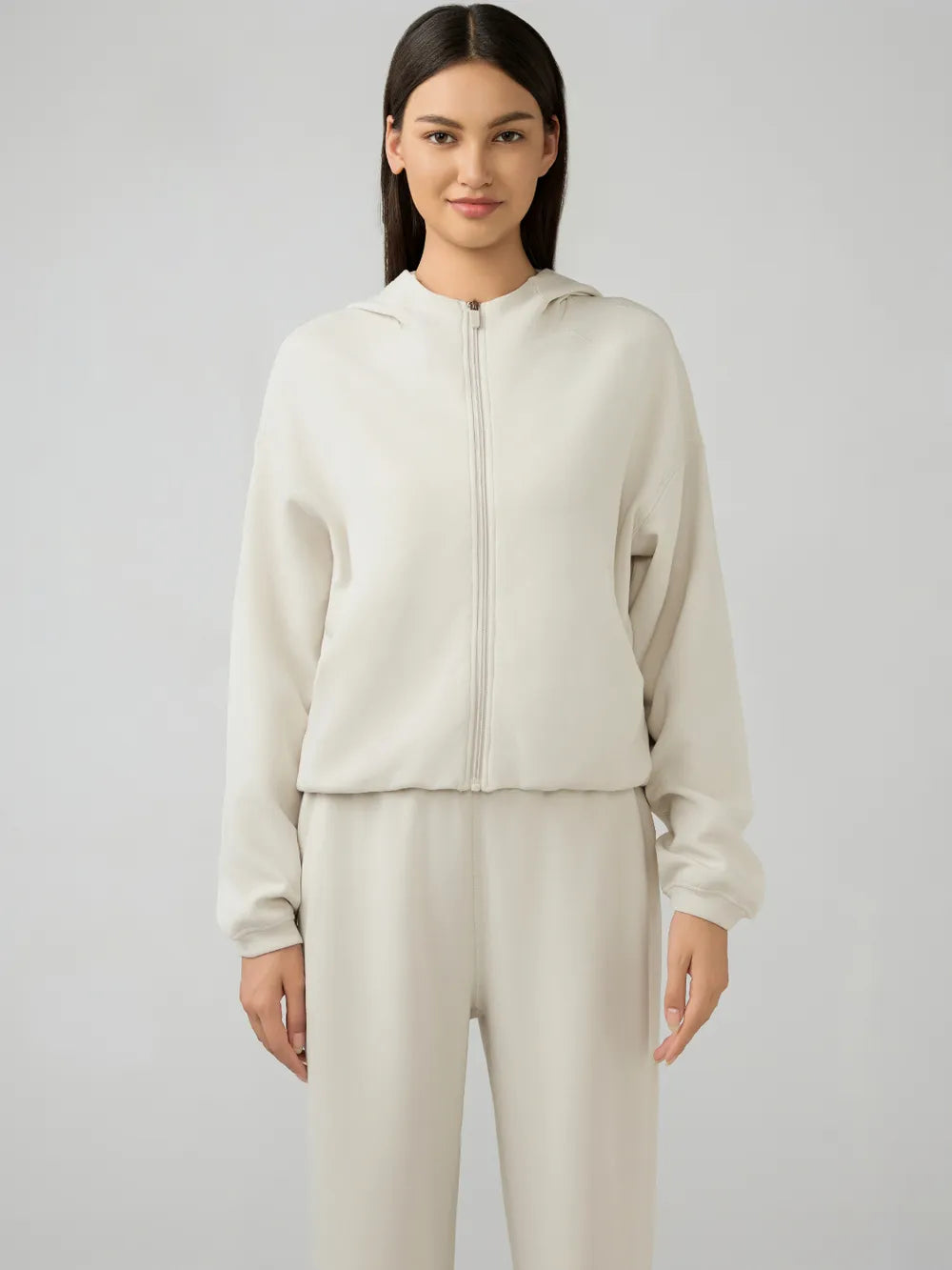 Millennia Zip Up Dropped Shouder Active Hooded - cas7m