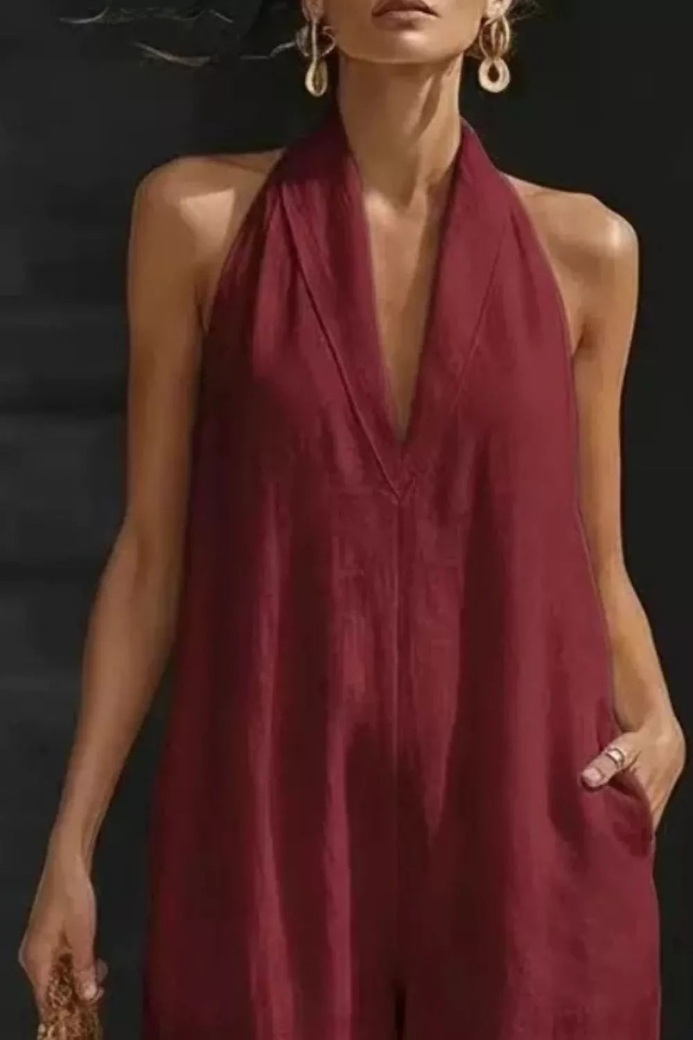 CozyPocket Polyester Dress - Easy Care & Stylish Comfort - cas7m