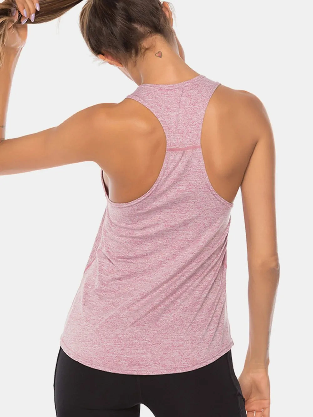Full Size Scoop Neck Wide Strap Active Tank - cas7m