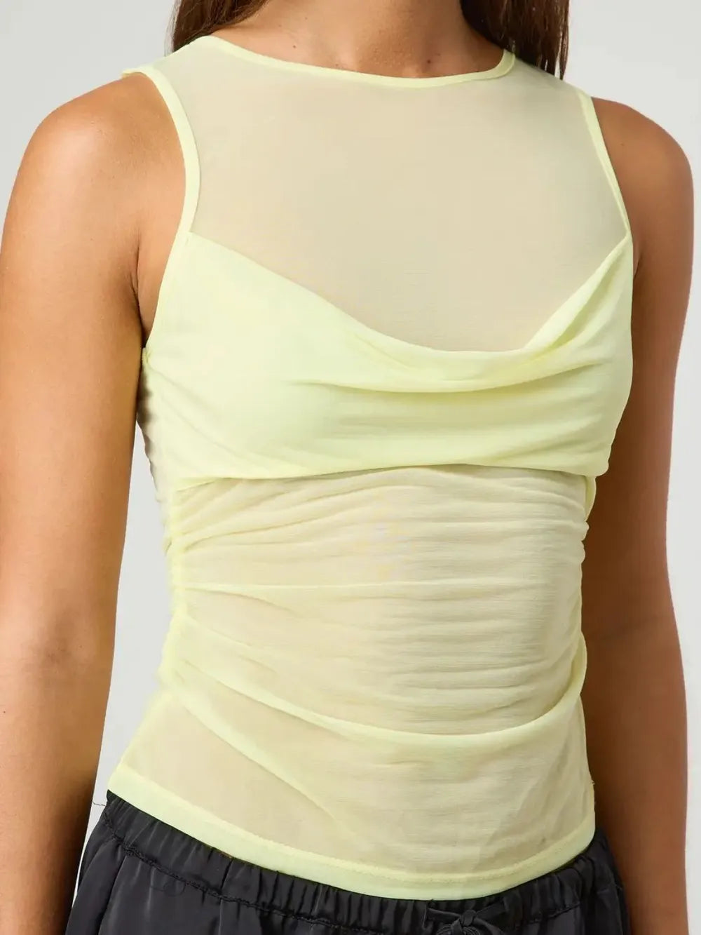 Ruched Round Neck Tank - cas7m