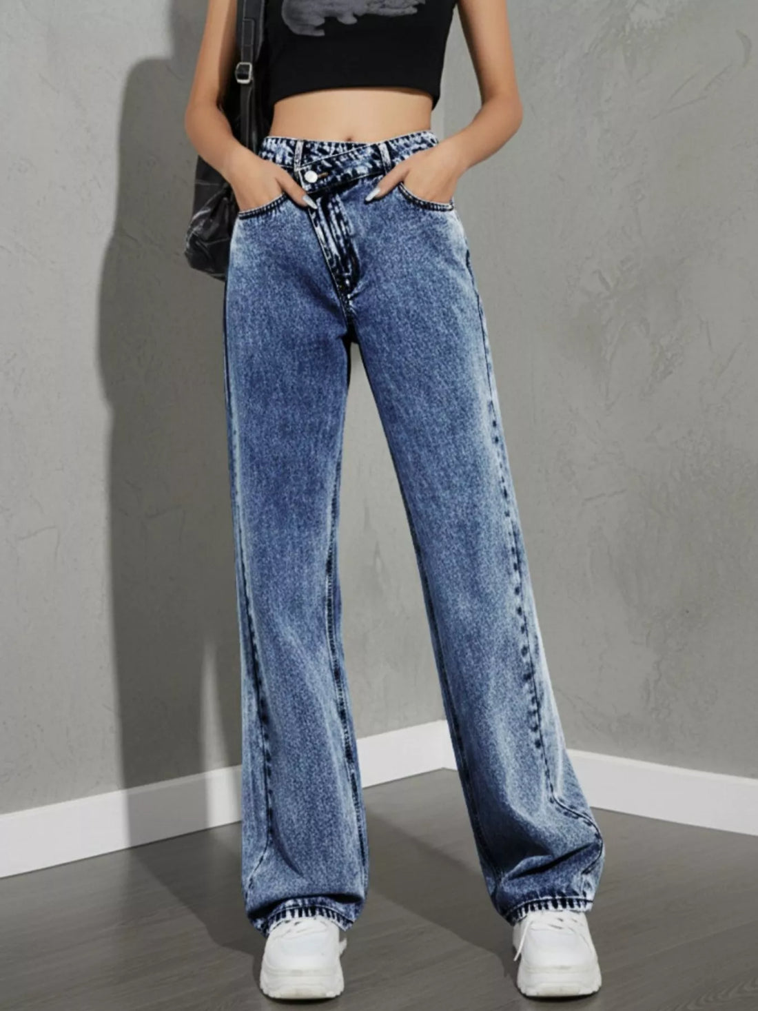 High Waist Wide Leg Jeans - cas7m