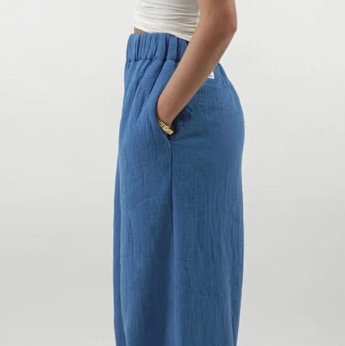 Large Size Summer Silk Ice Wide Leg Pants Women's High Waist Slimming Loose - cas7m