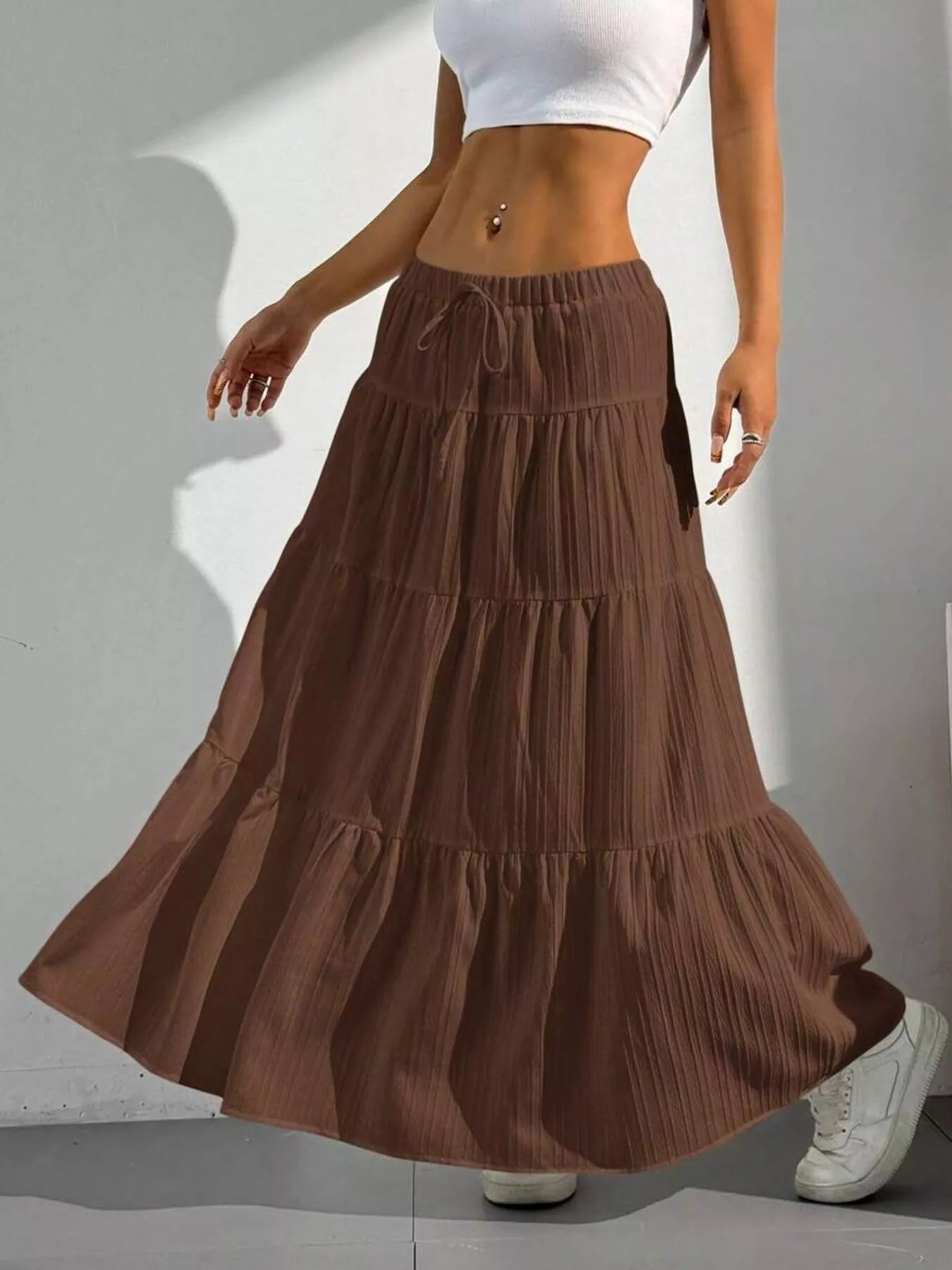 Flowy Tiered Maxi Skirt - cas7m