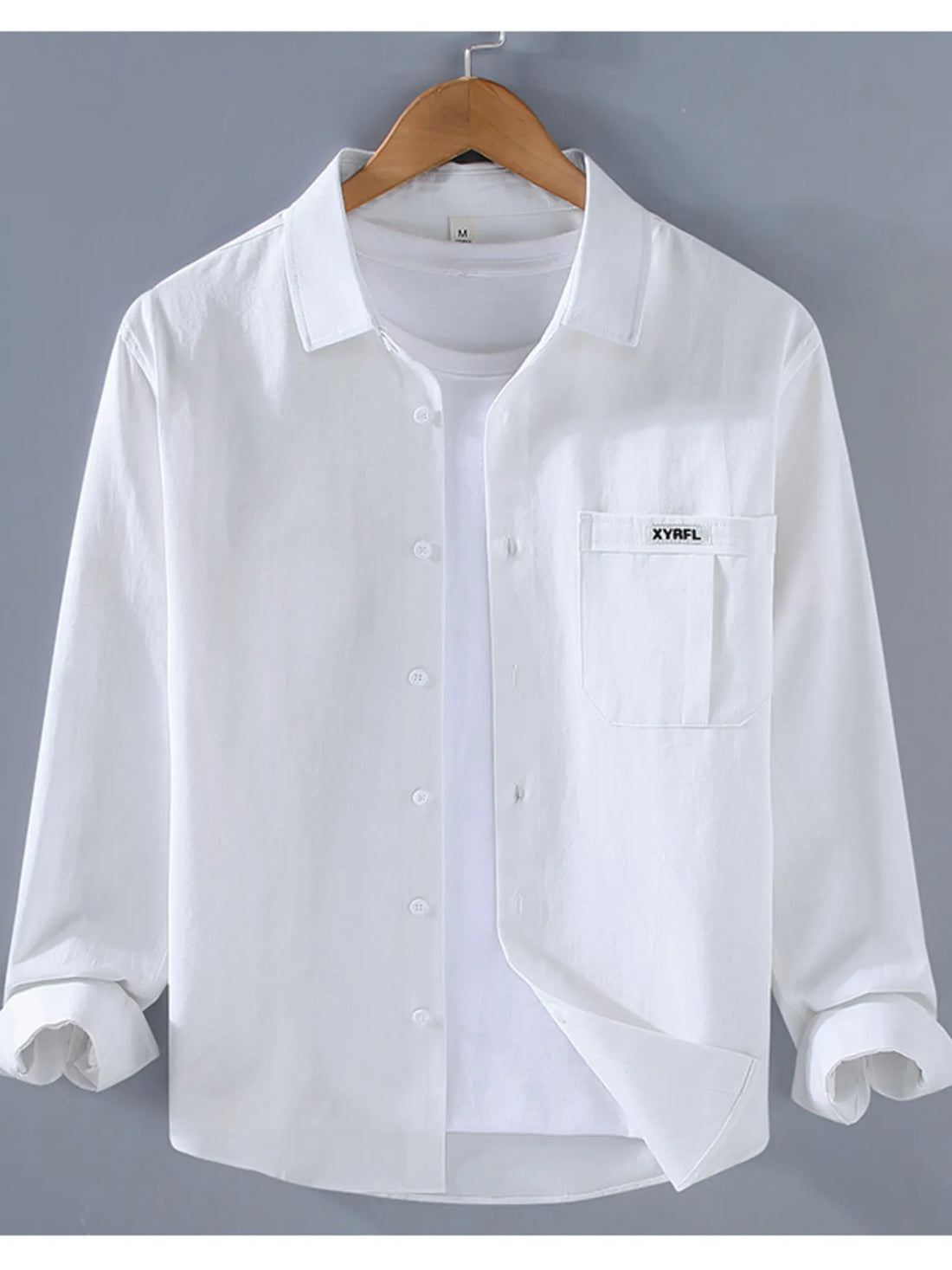 Men's Plus Size Button Up Long Sleeve Shirt - cas7m