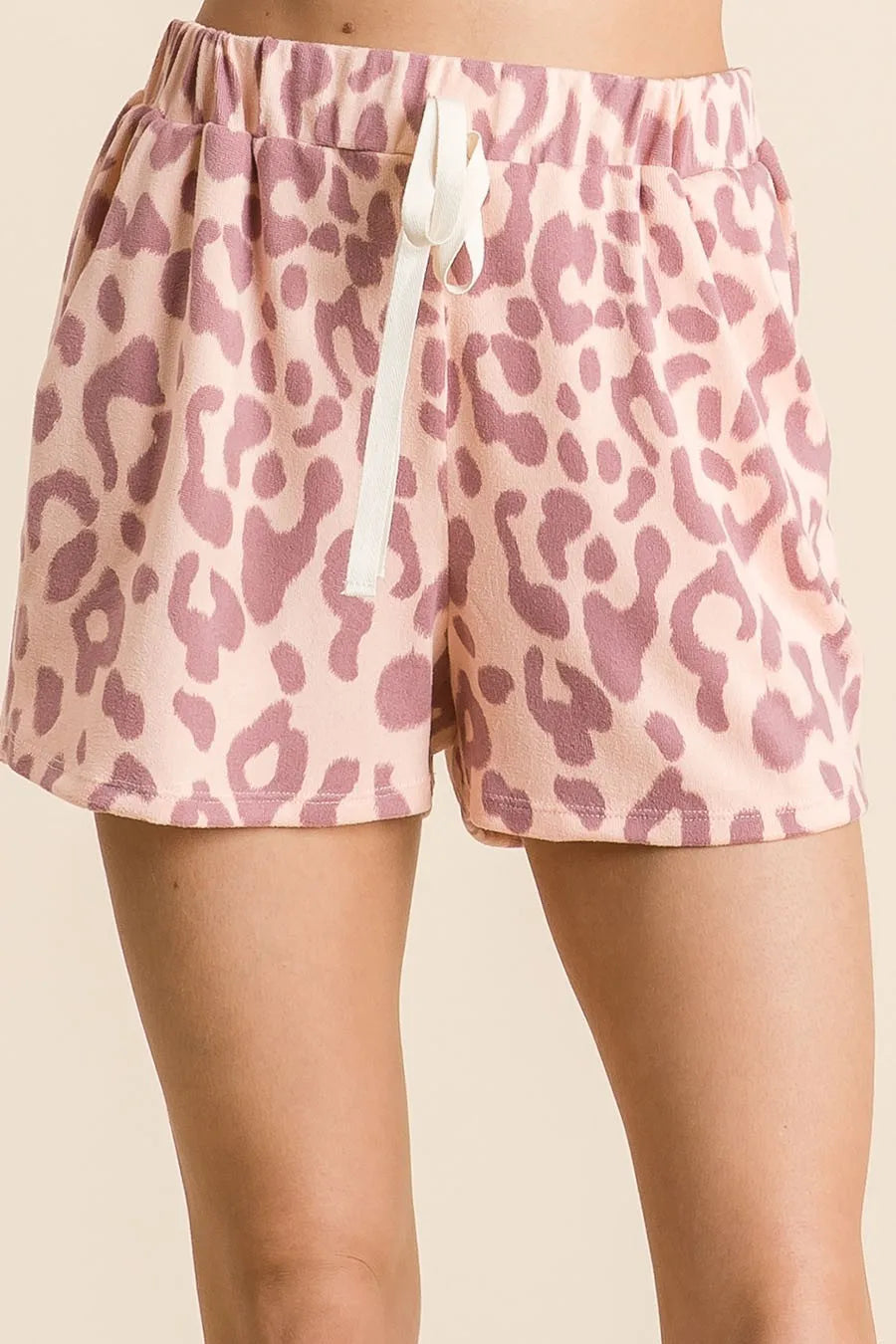 BiBi Leopard Shorts with Twill Tape Drawstring - cas7m