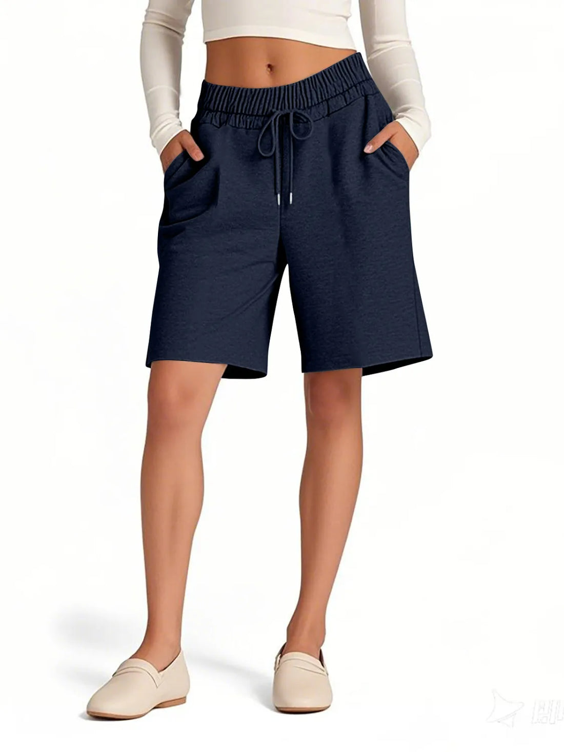 Solid Color Shorts with Pockets - cas7m