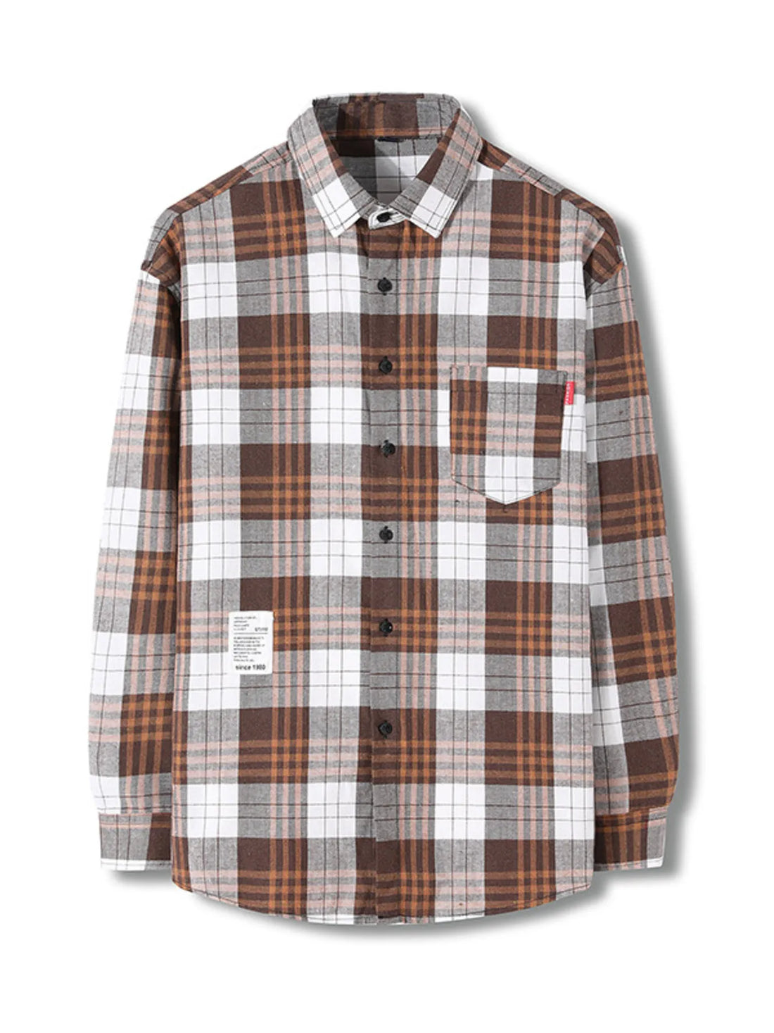 Men's Plus Size Classic Plaid Long Sleeve Shirt - cas7m
