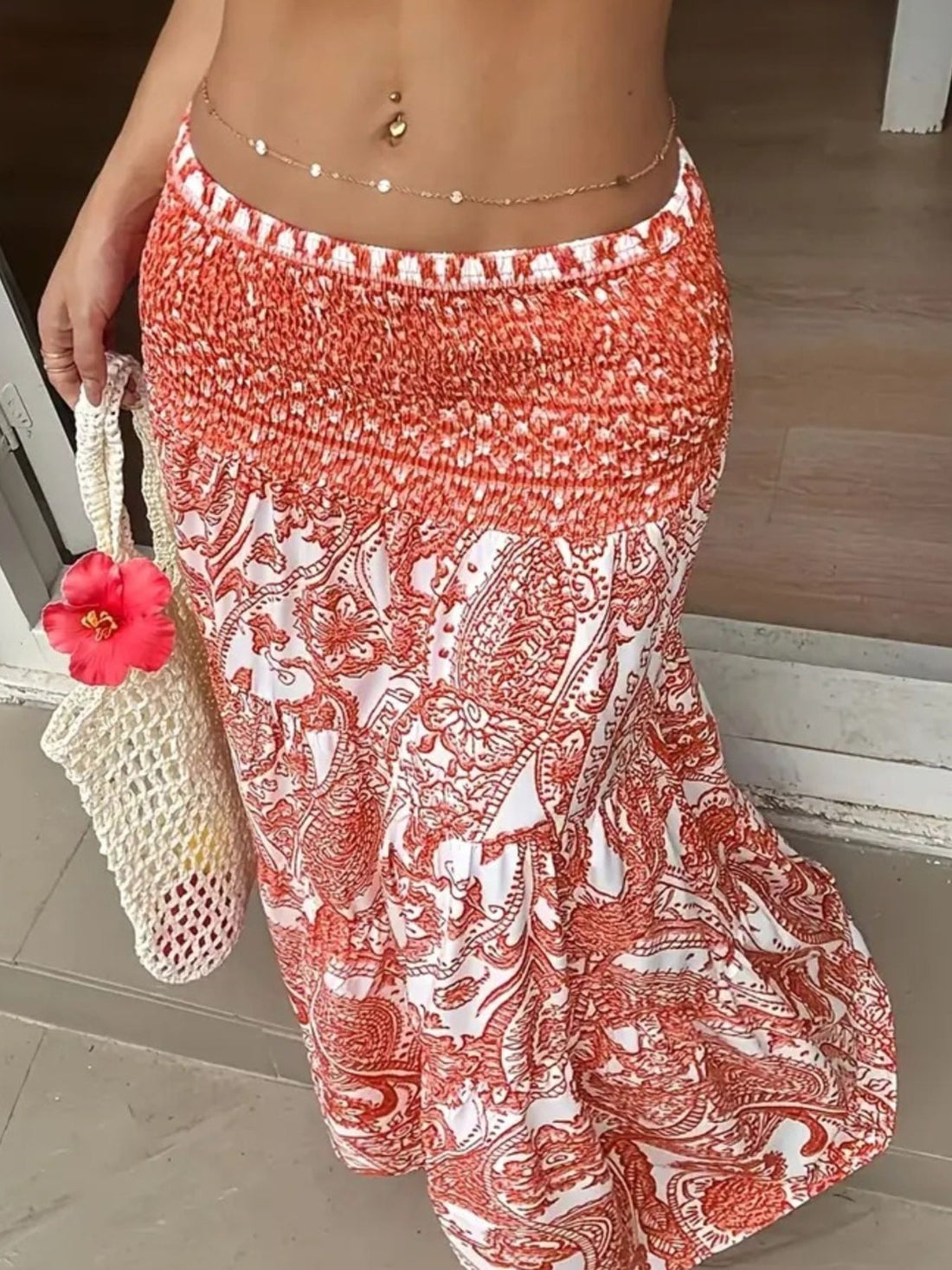 Paisley Print Maxi Skirt - cas7m
