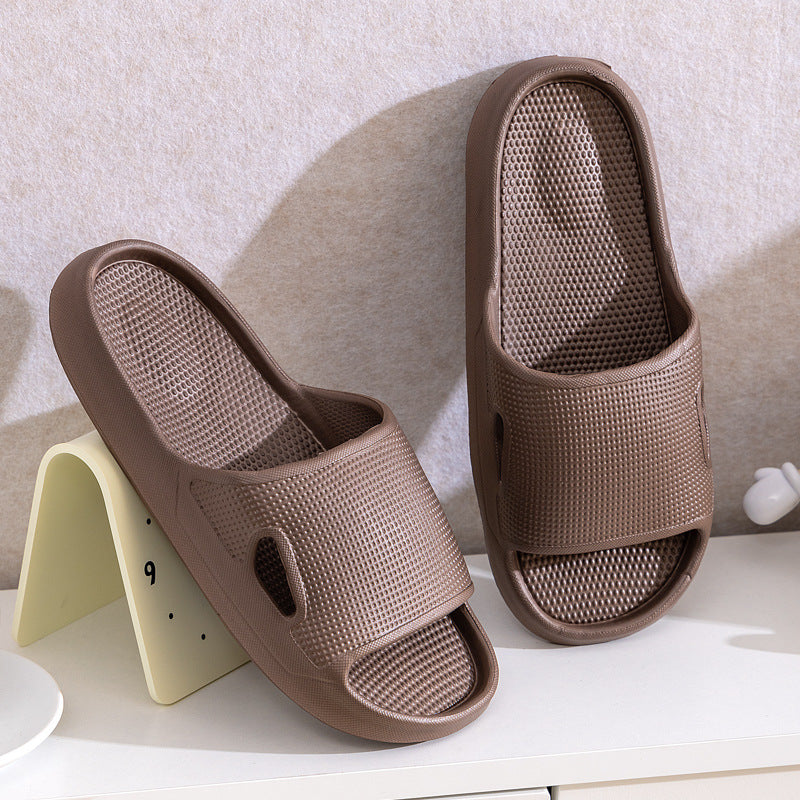 Solid Color Thick Bottom Home Slippers Summer Non-slip Floor Bathroom Slipper Women Men Couples Shoes - cas7m