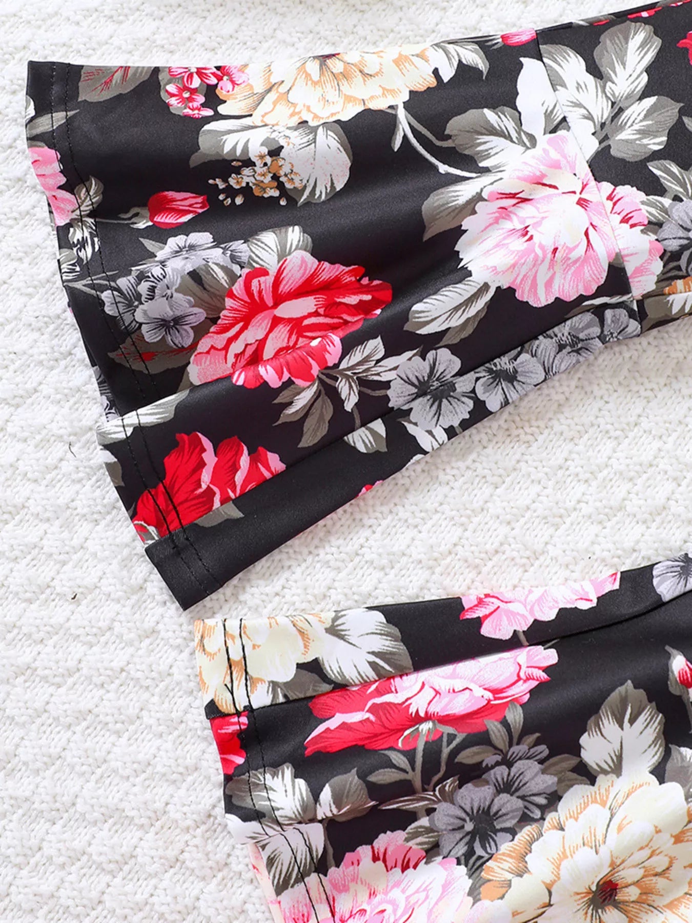Children's Solid Top & Floral Flare Pants Set - cas7m