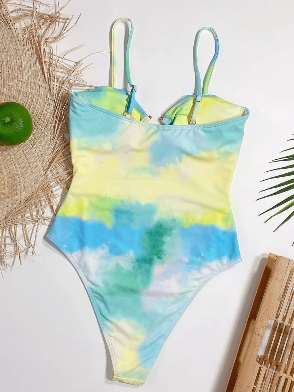 Cutout Tie-Dye Spaghetti Strap One-Piece Swimwear - cas7m