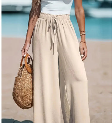 Women's Drawstring Loose Casual Wide-leg Trousers - cas7m