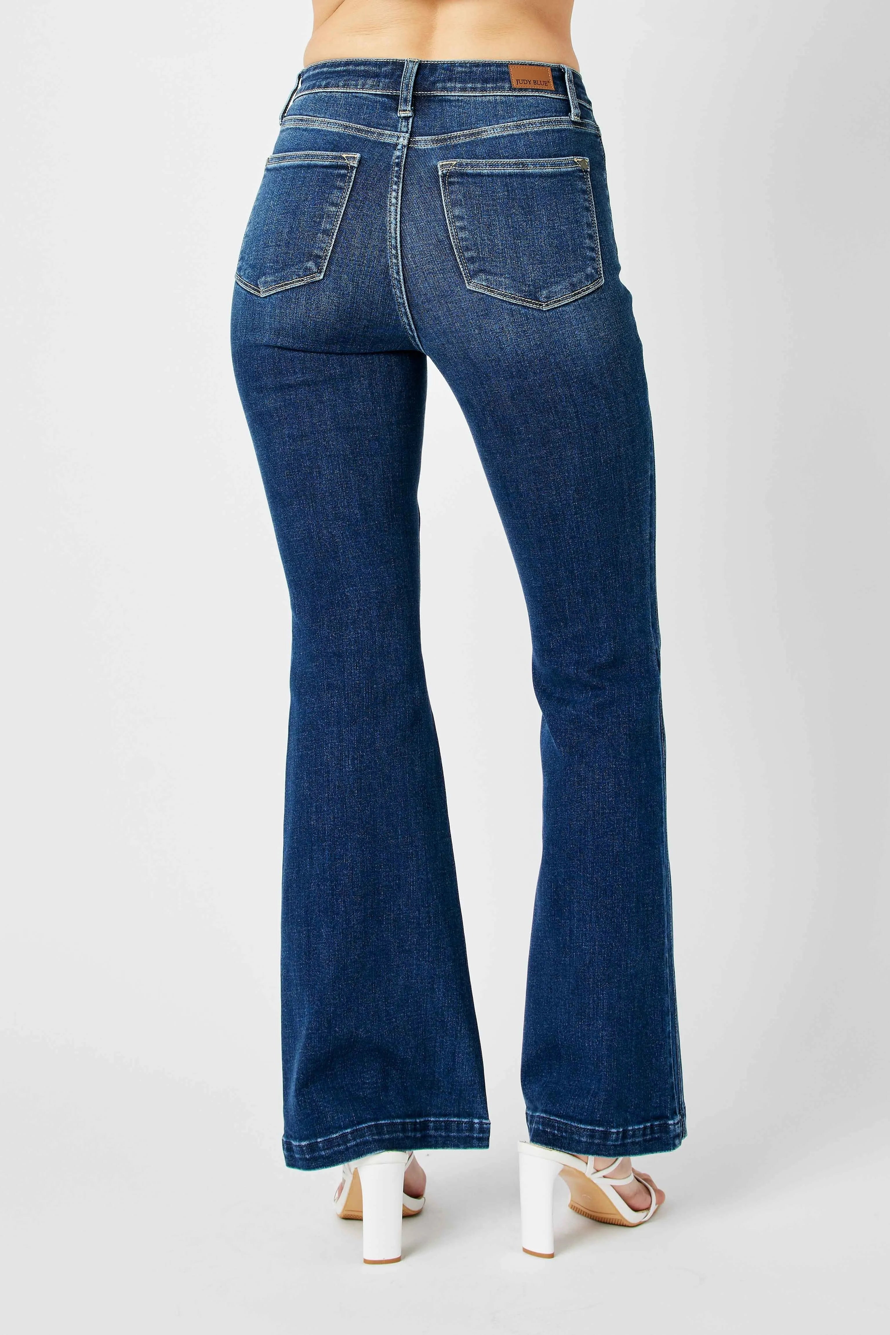 Judy Blue Full Size Hw Angled Side Seam Detail Flare Jeans Plus Size - cas7m