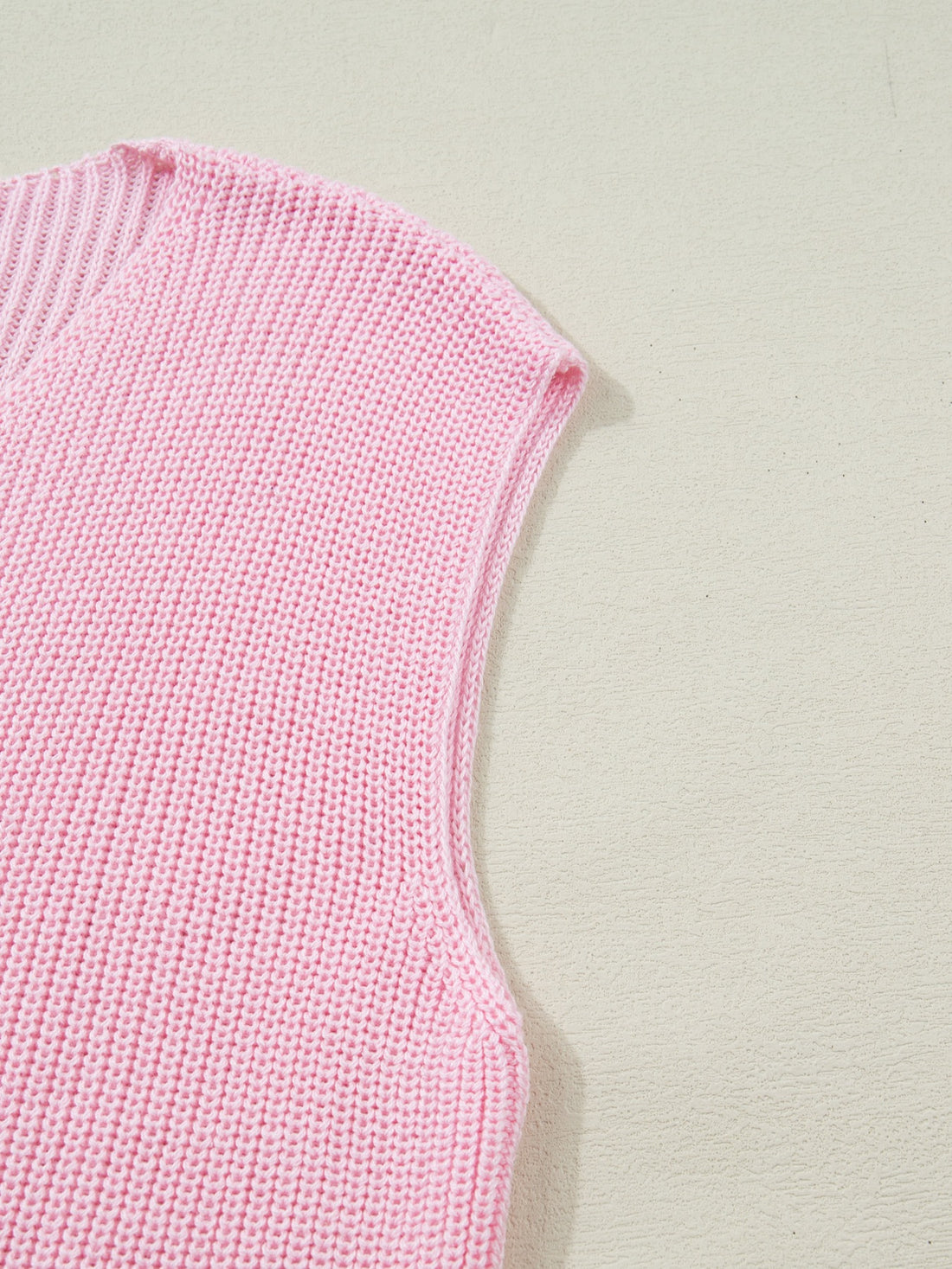 Solid Color Knit V Neck Button Front Sweater Vest - cas7m