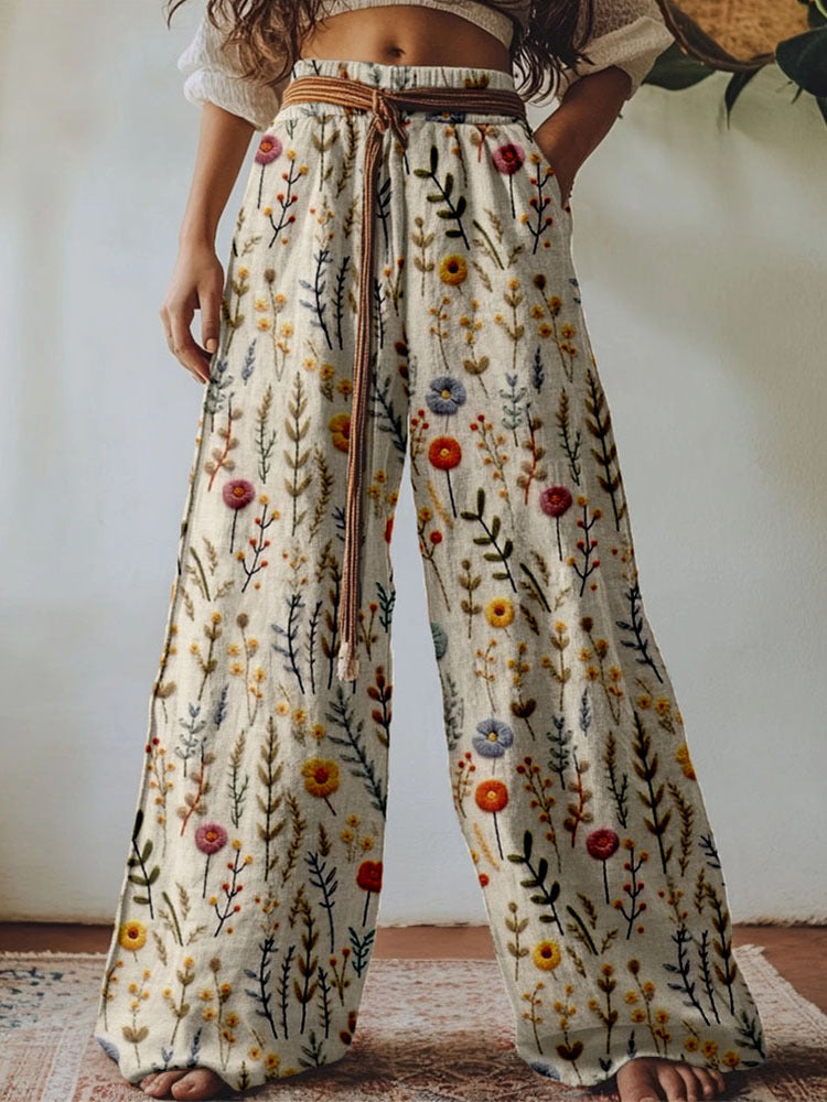 Womens Retro Casual Versatile Wide-leg Pants - cas7m