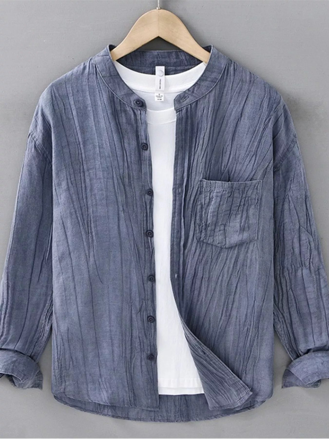 Men's Plus Size Button Up Long Sleeve Shirt - cas7m
