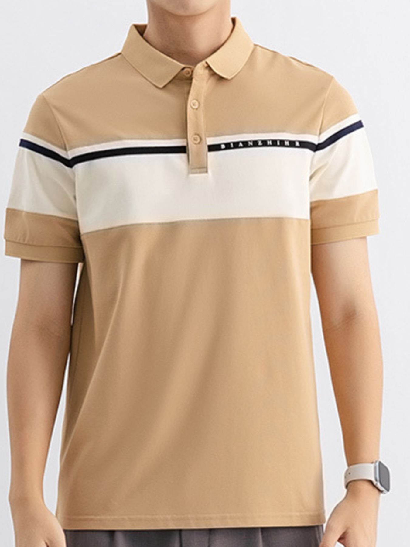 Men's Plus Size Color Block Polo Shirt - cas7m