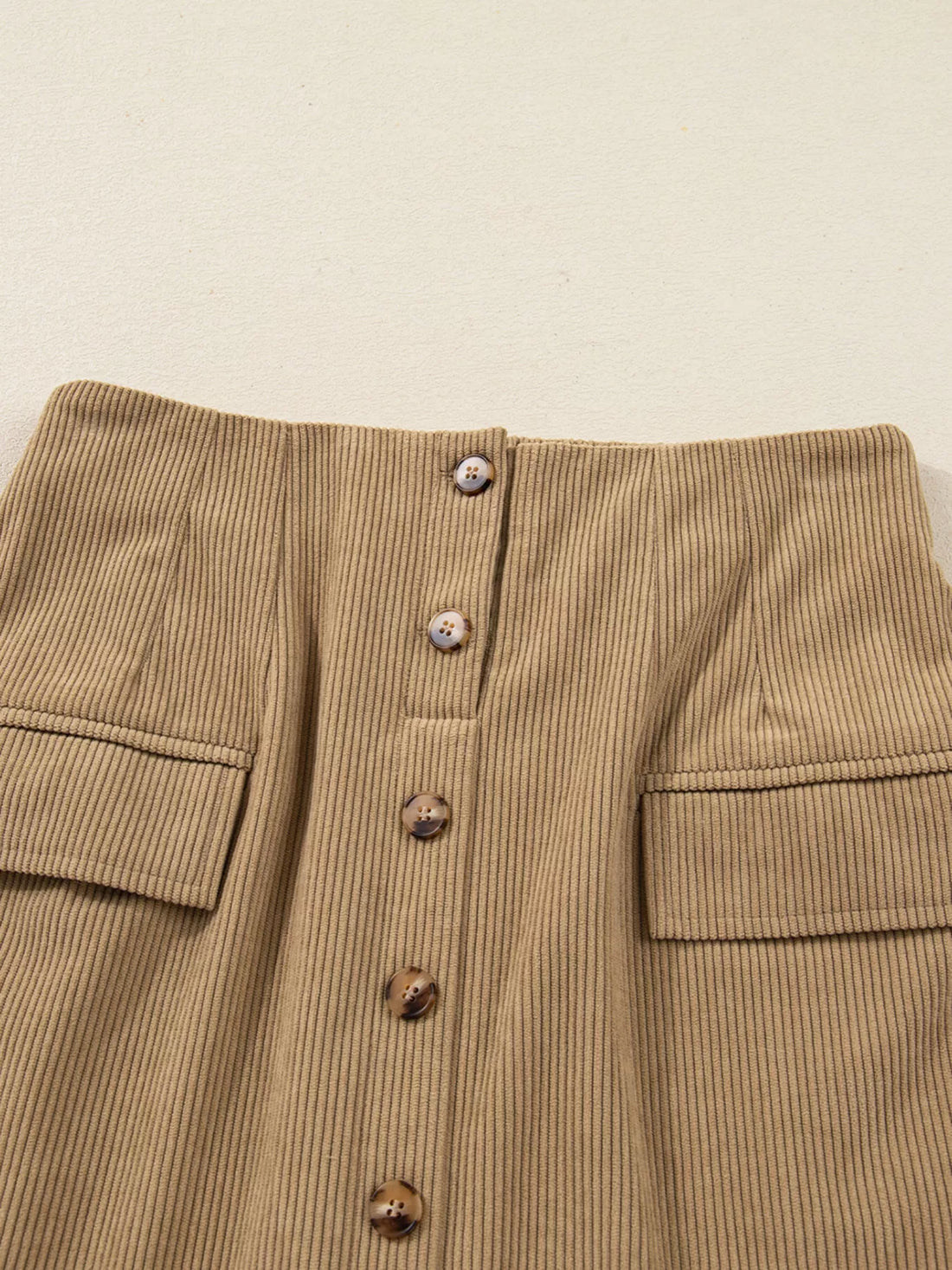 Corduroy Buttoned Front Mini Skirt - cas7m