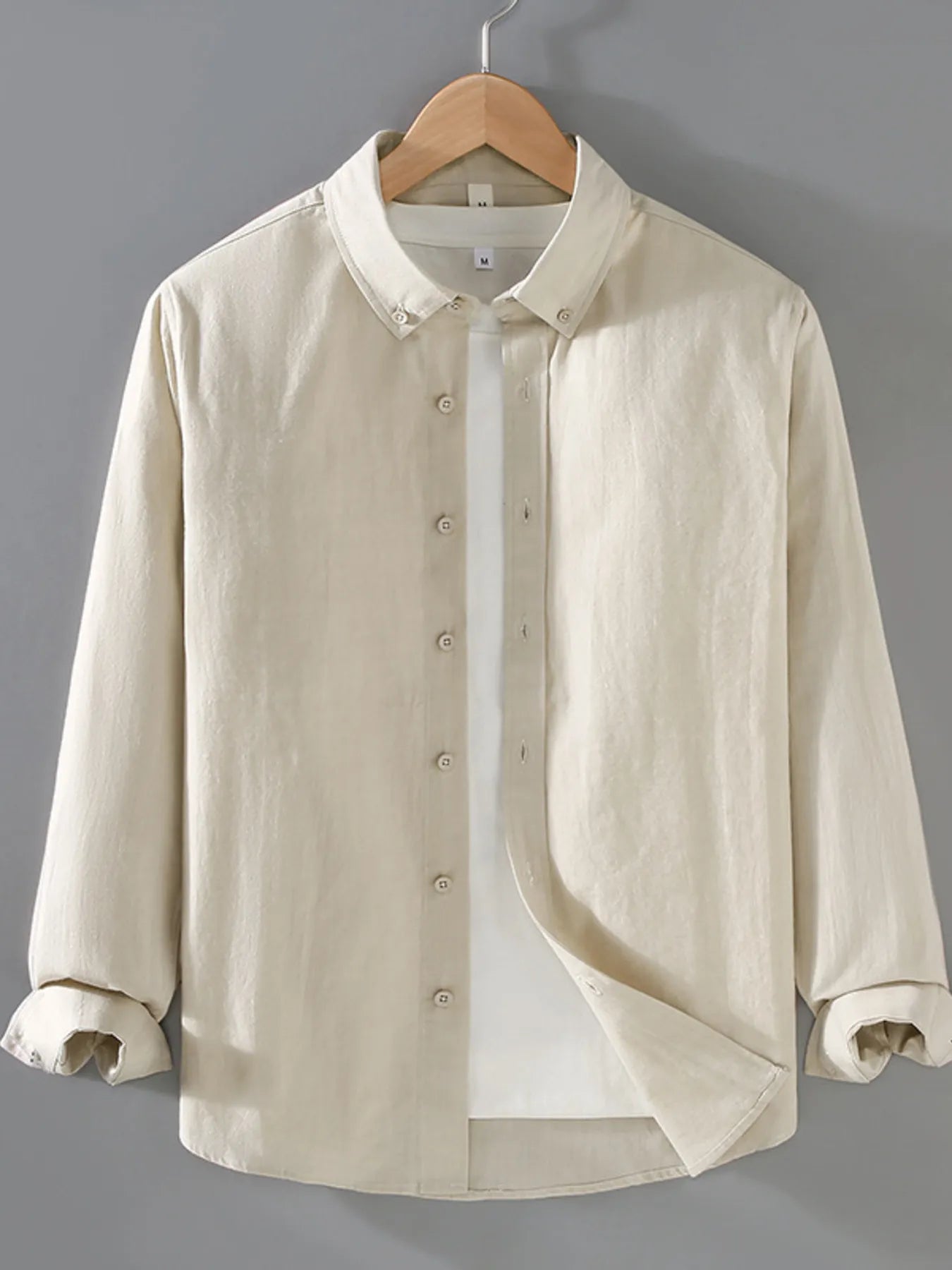 Men's Plus Size Button Up Long Sleeve Shirt - cas7m