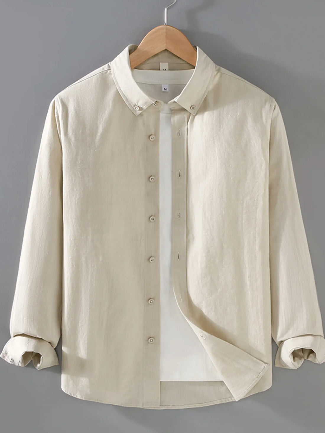 Men's Plus Size Button Up Long Sleeve Shirt - cas7m