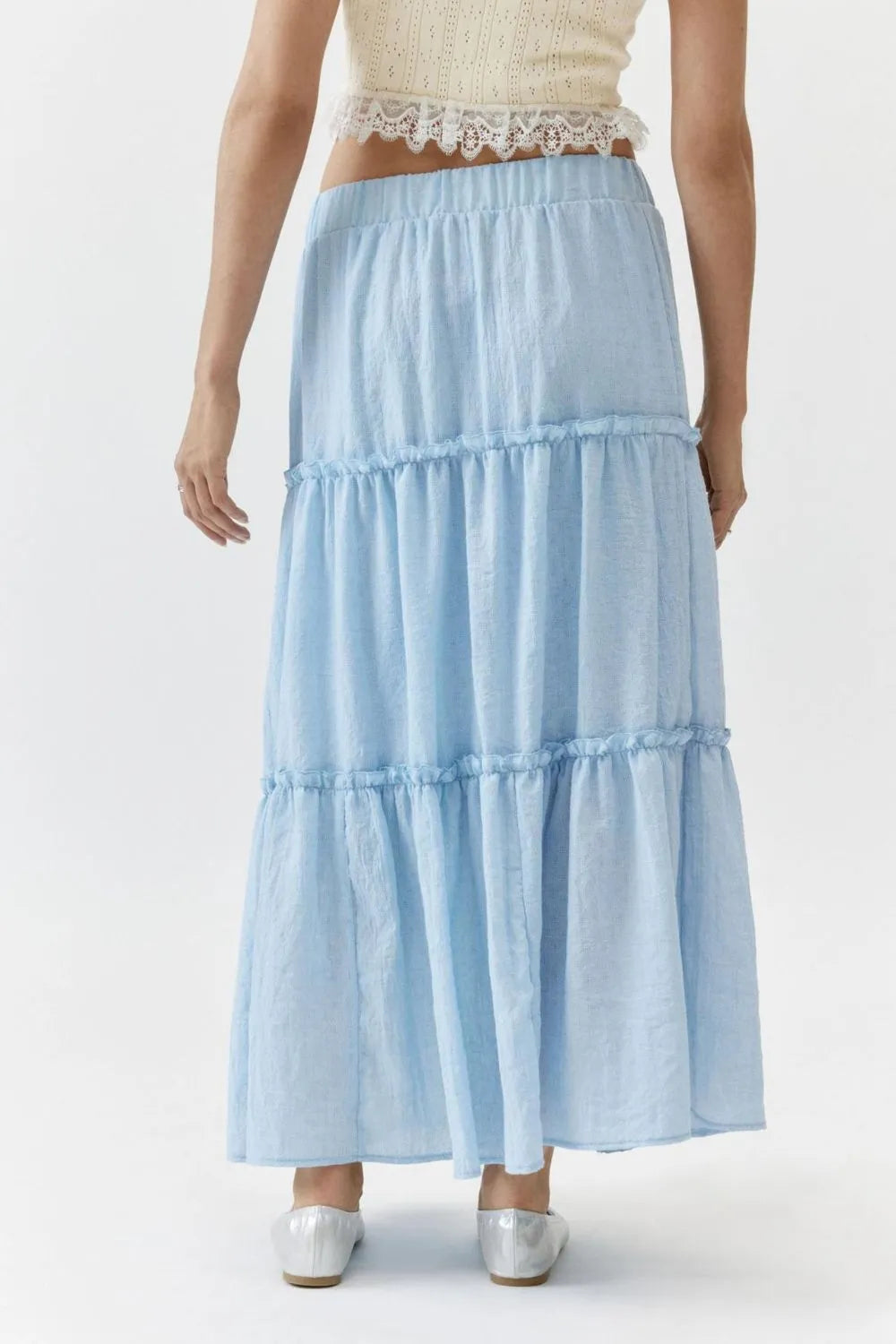 Frill Elastic Waist Skirt - cas7m