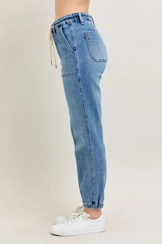 Judy Blue Full Size High Waist Denim Jogger Plus Size - cas7m