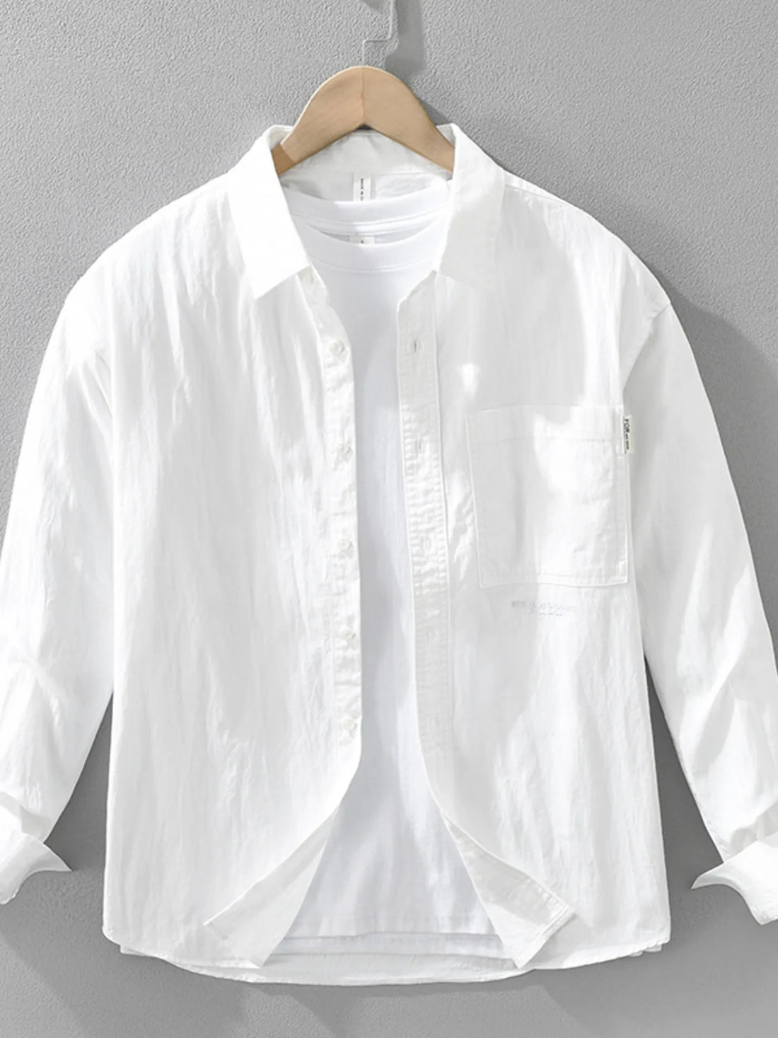 Men's Plus Size Button Up Long Sleeve Shirt - cas7m