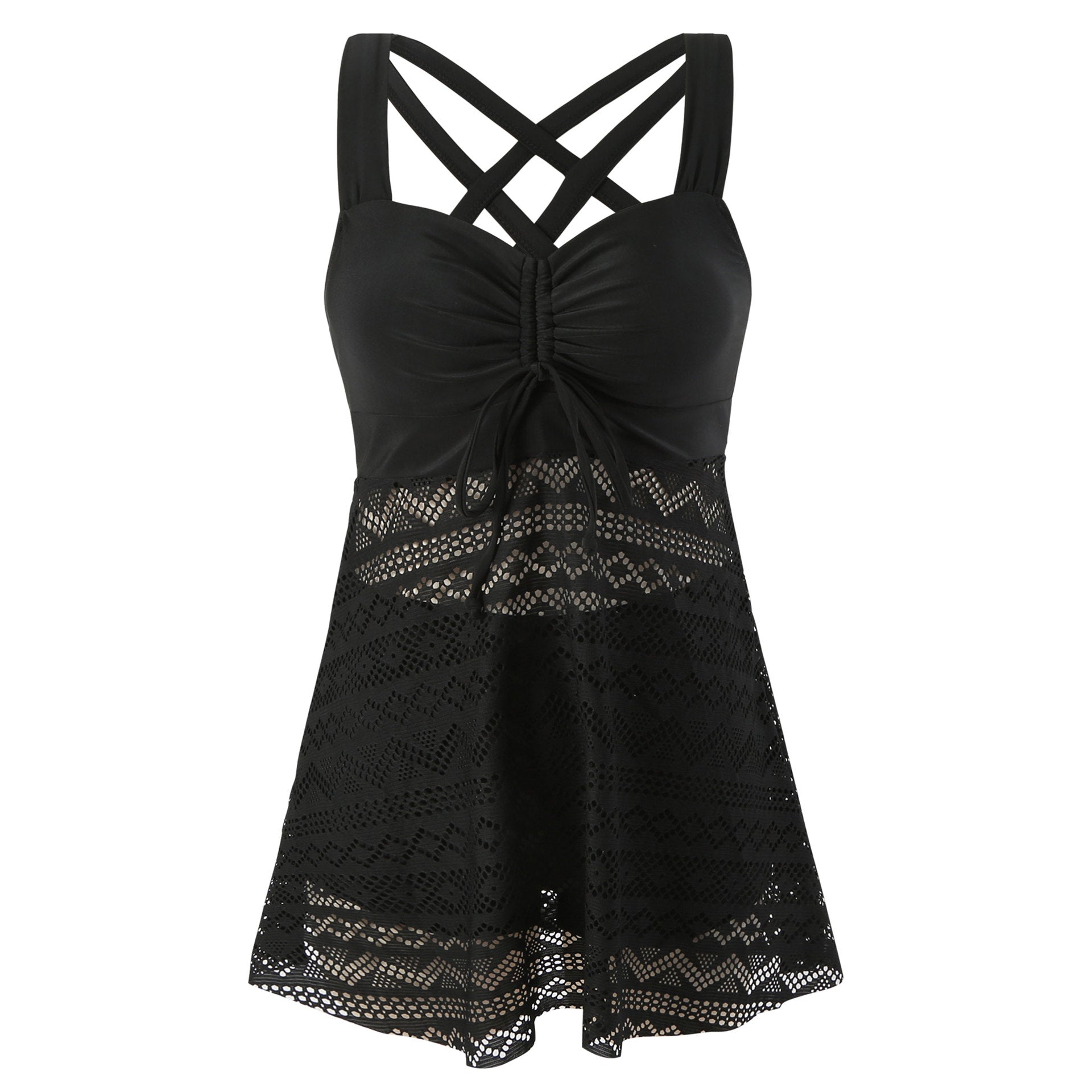 Korean Version Of Solid Color Lace One-piece Swimsuit - cas7m