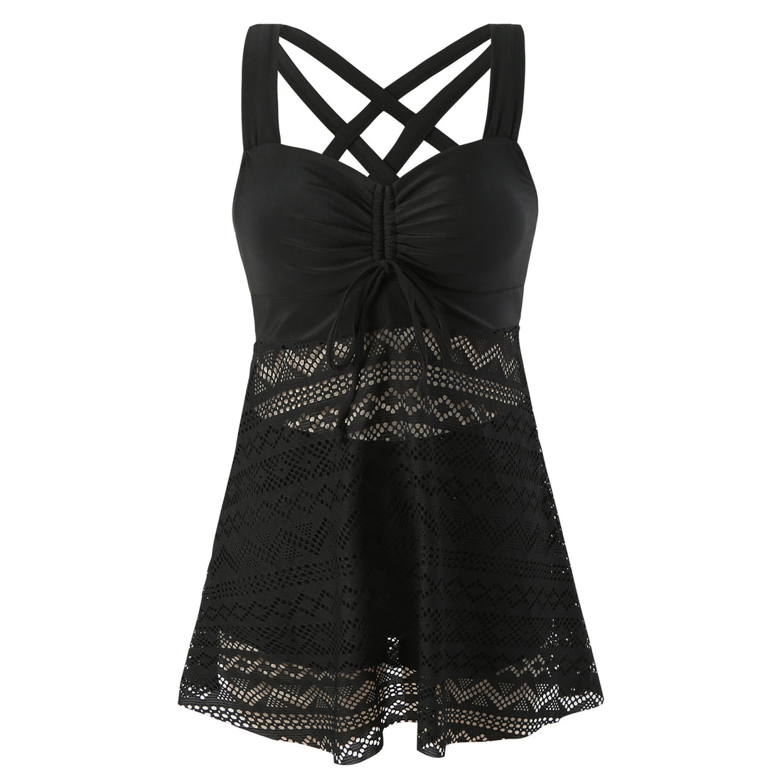 Korean Version Of Solid Color Lace One-piece Swimsuit - cas7m