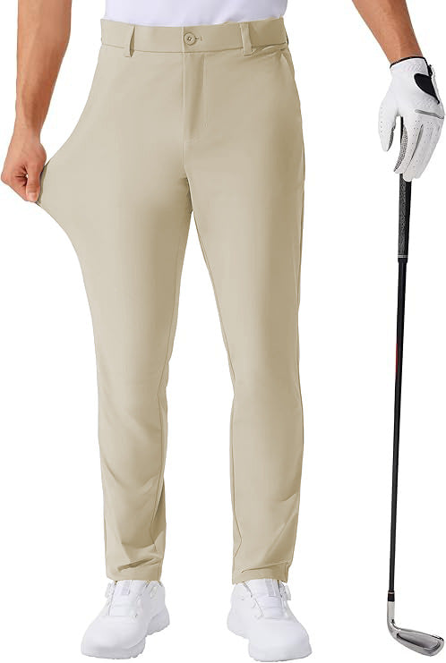 Stretch Solid Color Golf Men's Dress Trousers Long Pants - cas7m