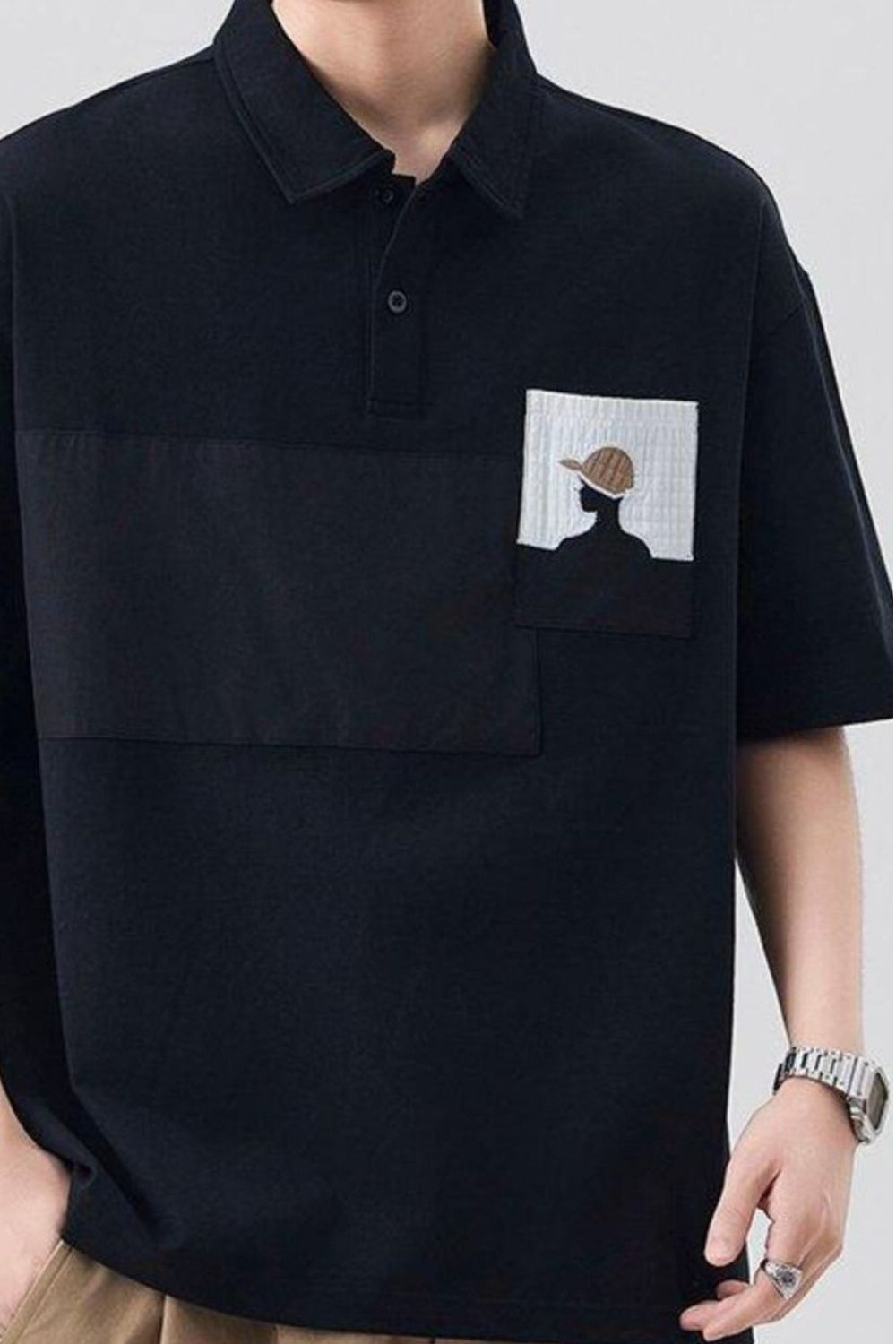 Men's Plus Size Embroidered Pocket Polo Shirt - cas7m