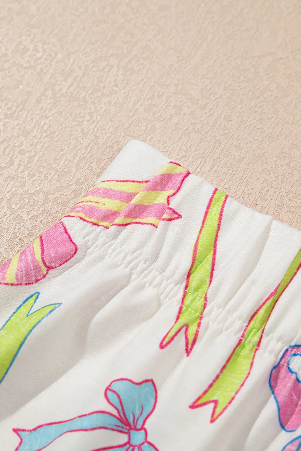 Cheerful Bow Print Elastic Pull On Casual Shorts - cas7m