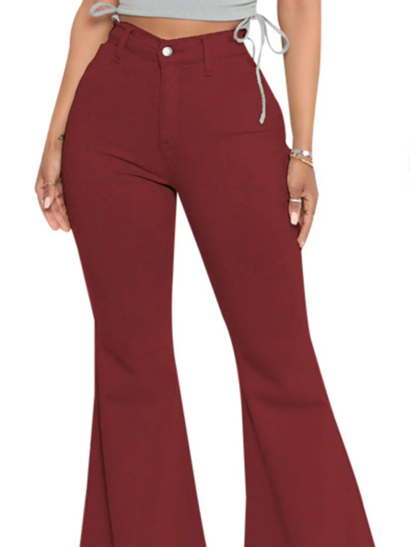 Full Size High-Waisted Raw Hem Flare Jeans Plus Size - cas7m