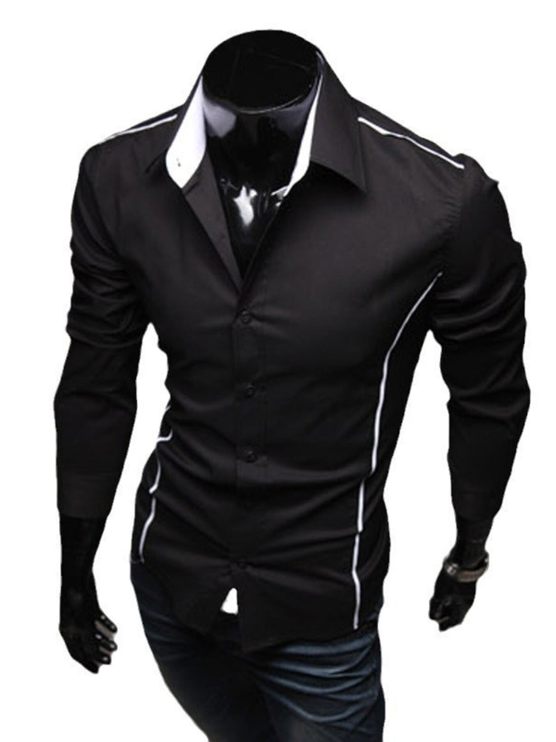Men's Plus Size Slim Fit Long Sleeve Shirt - cas7m