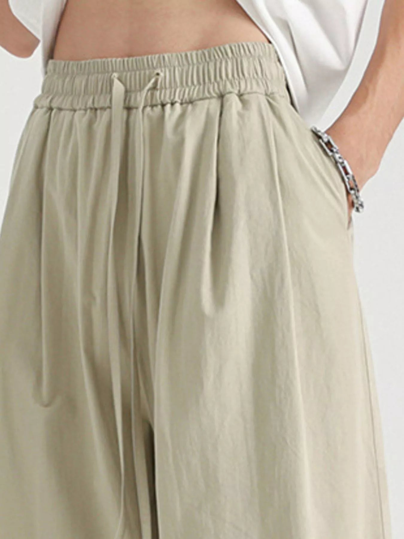 Men's Plus Size Drawstring Wide Leg Pants - cas7m