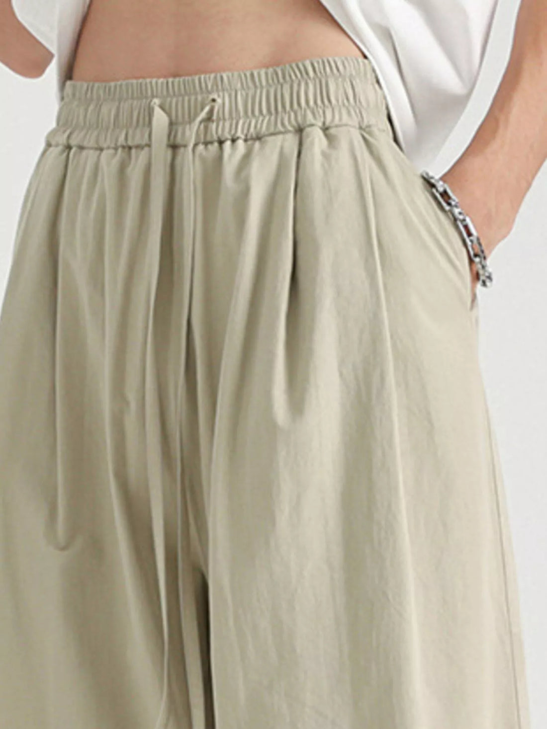 Men's Plus Size Drawstring Wide Leg Pants - cas7m