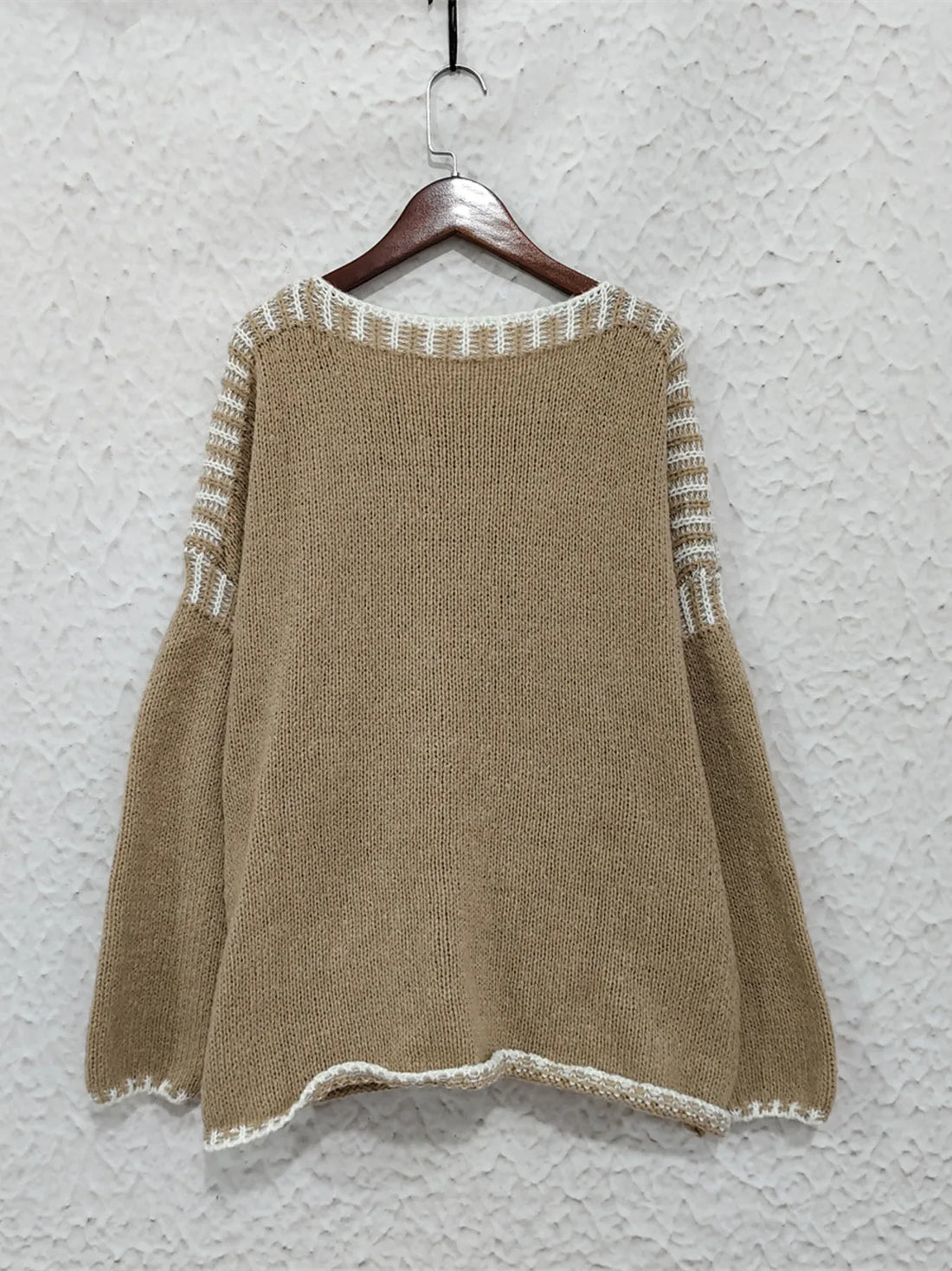 Contrast Trim Oversized Sweater - cas7m