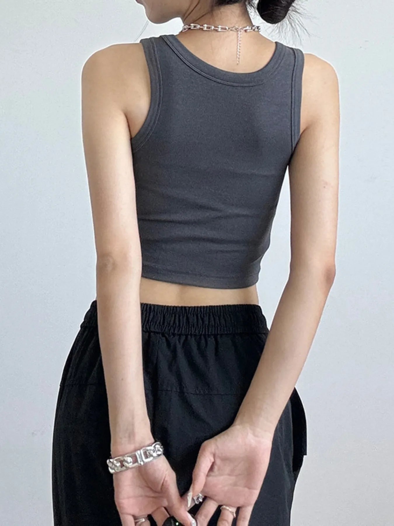Ribbed Crop Tank Top - cas7m