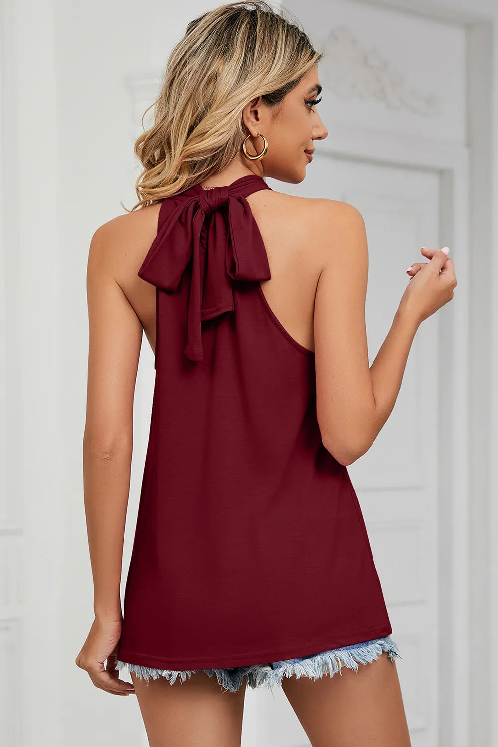 Tied Grecian Neck Tank - cas7m