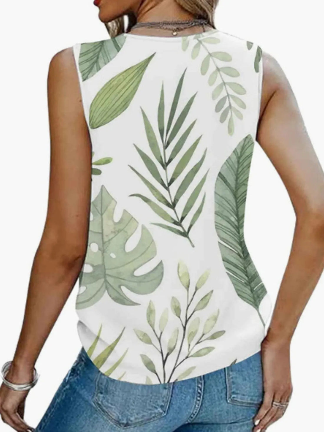 Printed V-Neck Tank - cas7m