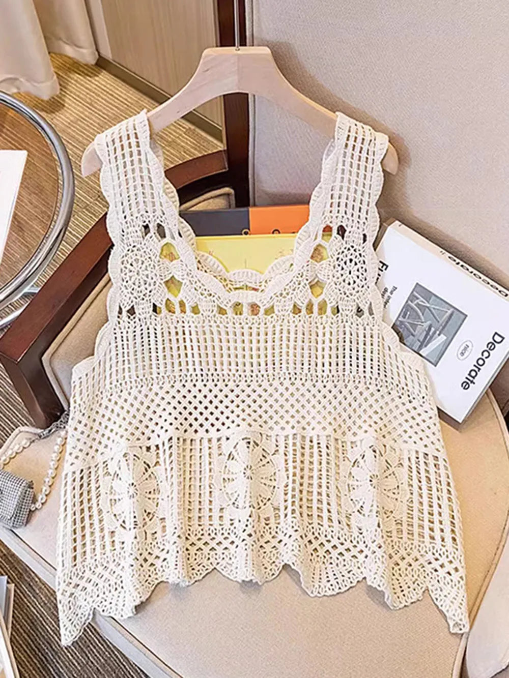 Openwork Scoop Neck Tank - cas7m