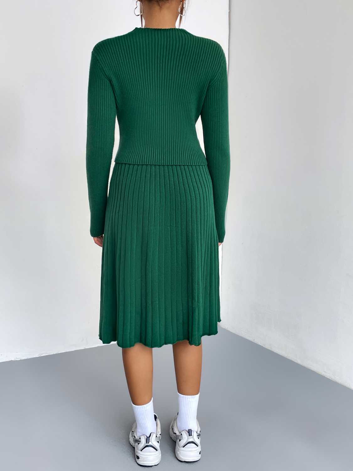 Rib-Knit Sweater and Skirt Set - cas7m