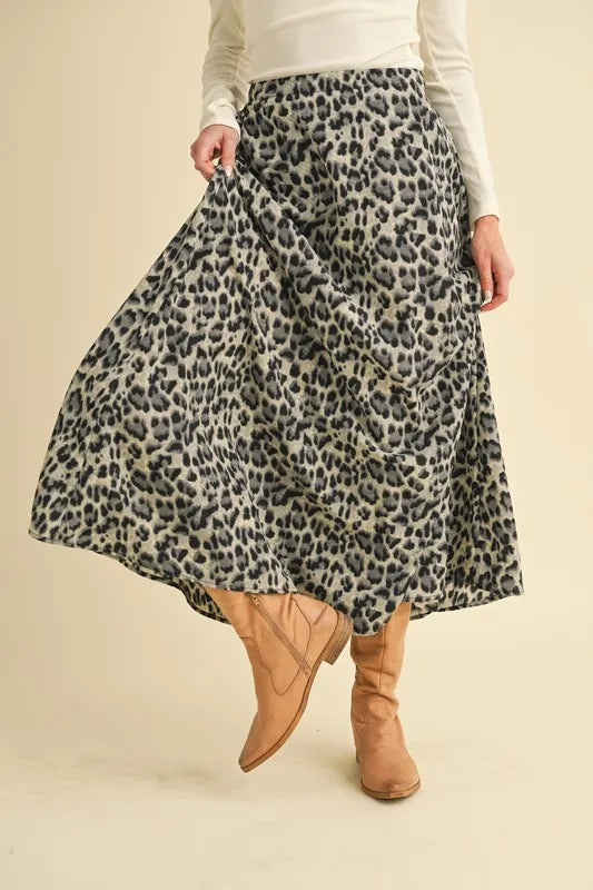Aemi+Co Leopard Midi Skirt - cas7m