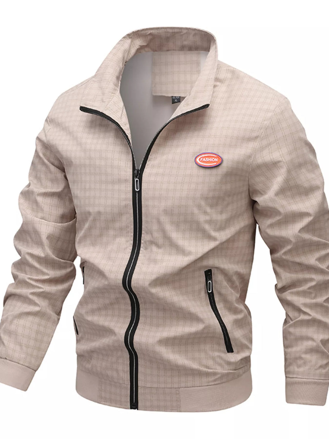 Men's Plus Size Plaid Lightweight Zip-Up Jacket - cas7m