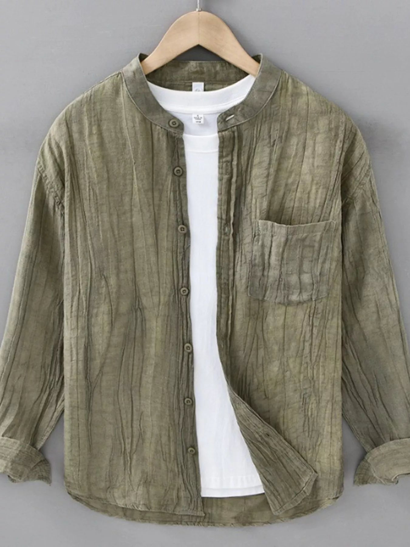 Men's Plus Size Button Up Long Sleeve Shirt - cas7m