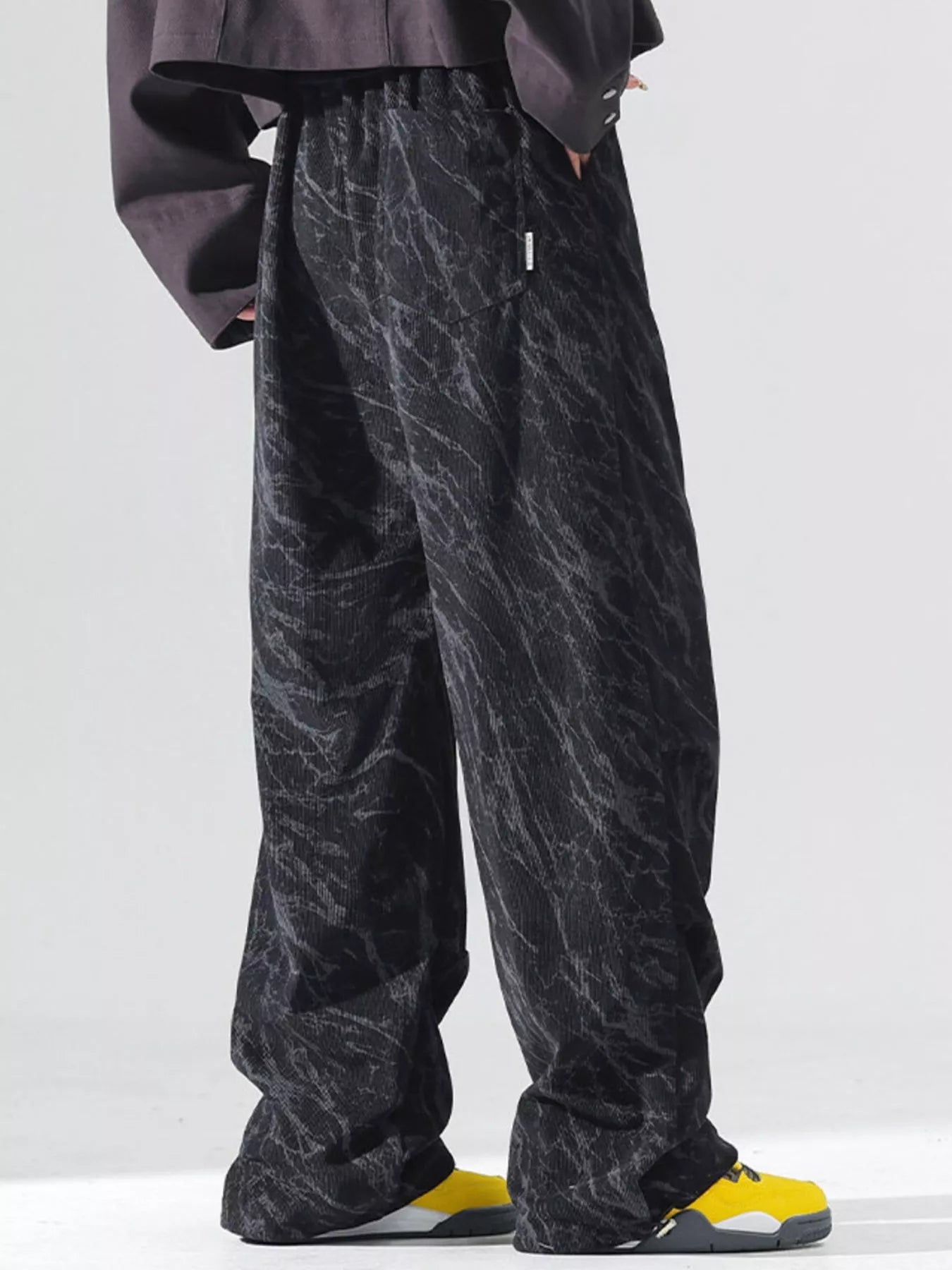 Men's Plus Size Vintage Wash Wide Leg Pants - cas7m