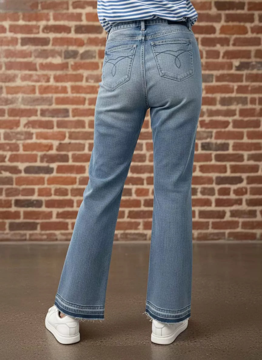 Judy Blue Full Size Mid Rise Slim Bootcut Tummy Control Release Hem Jeans Plus Size - cas7m