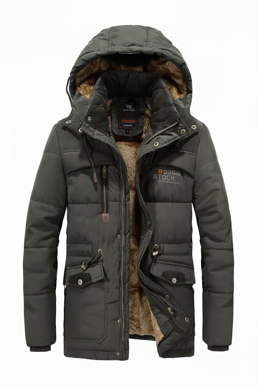 Men's Plus Size Hooded Zip Up Parka Coat - cas7m